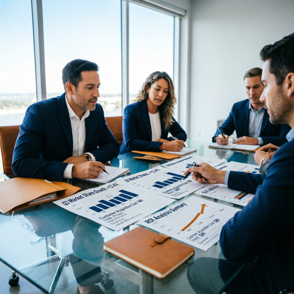 Strategy meeting with data analysis